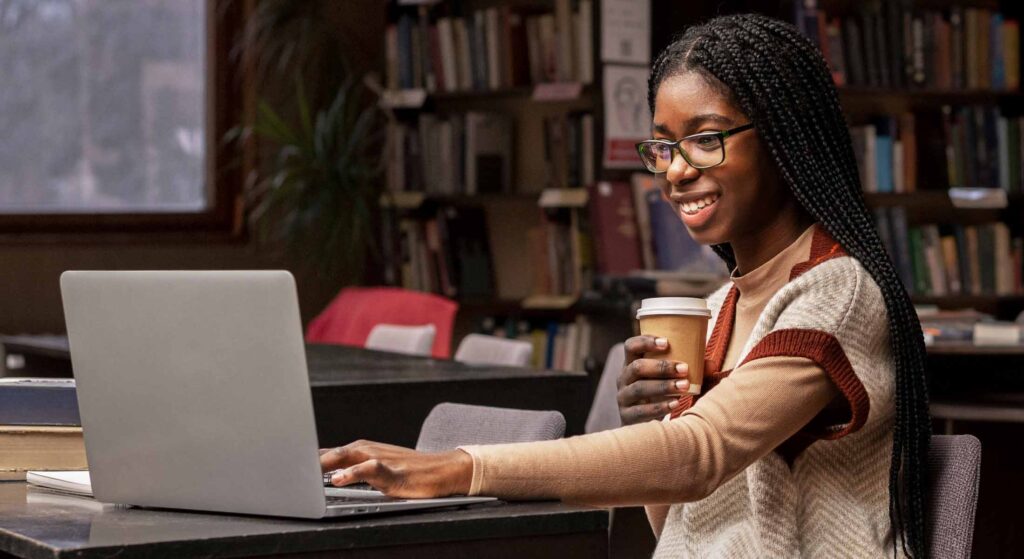 4young student working assignment